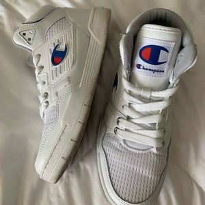 champion white high top sneakers!